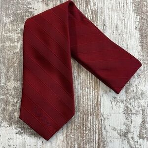 Pierre Cardin Paris New York Vintage Burgundy Stripe Tie With Logo